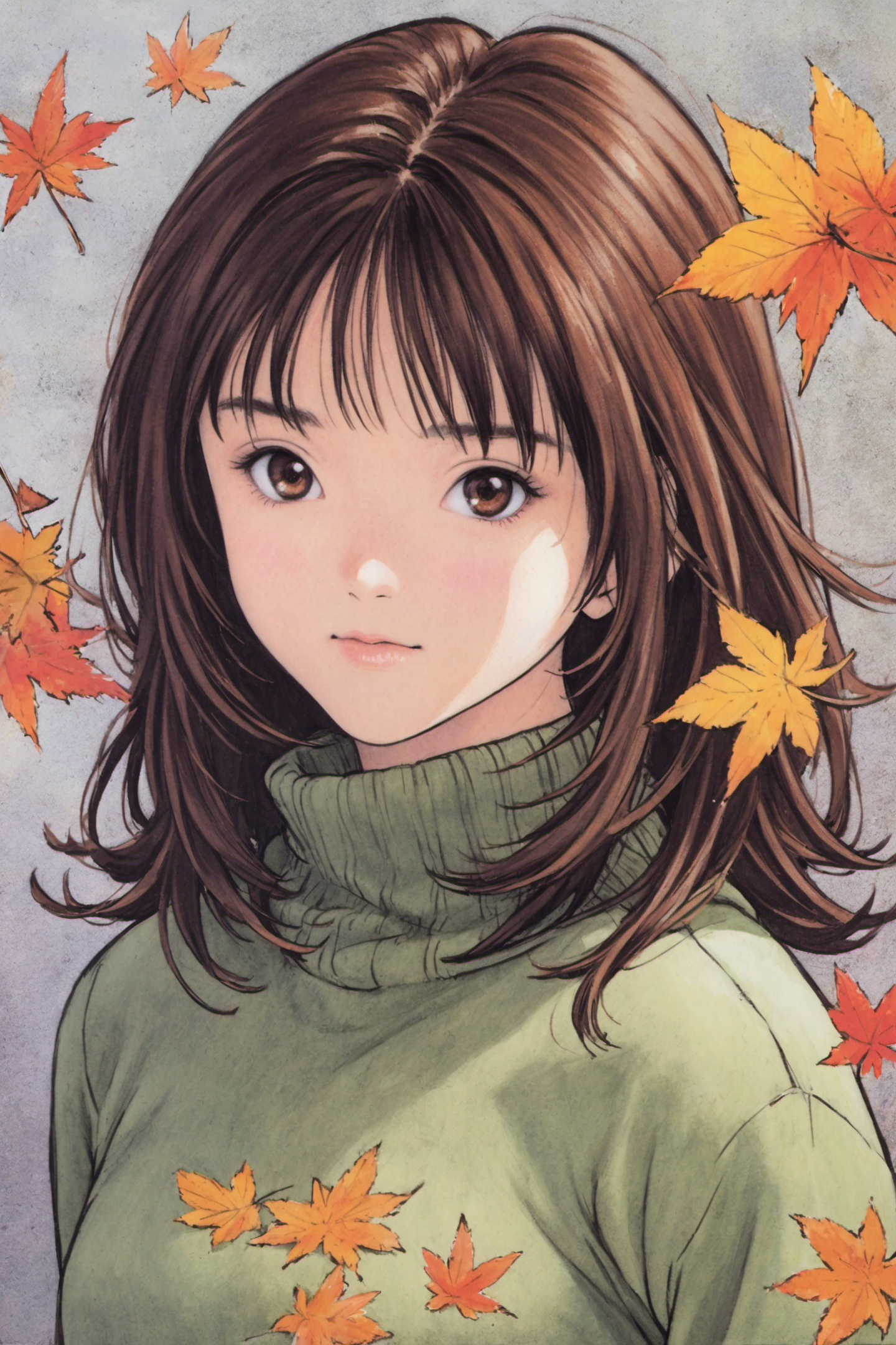 27649-2536770422-Yoshizuki iori,1girl,solo,brown eyes,sweater,brown hair,looking at viewer,leaf,autumn leaves,green sweater,long sleeves,upper bo.png